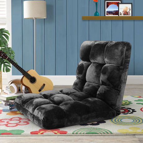 SOGA 2X Floor Recliner Folding Lounge Sofa Futon Couch Folding Chair Cushion Black - Cafe Supply