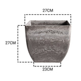 SOGA 2X 27cm Rock Grey Square Resin Plant Flower Pot in Cement Pattern Planter Cachepot for Indoor Home Office - Cafe Supply