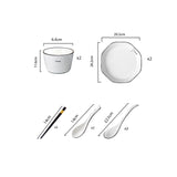 SOGA Diamond Pattern Ceramic Dinnerware Set Crockery Soup Bowl Plate Server Kitchen Home Decor Set of 4 - Cafe Supply