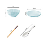 SOGA Light Blue Japanese Style Ceramic Dinnerware Crockery Soup Bowl Plate Server Kitchen Home Decor Set of 4 - Cafe Supply