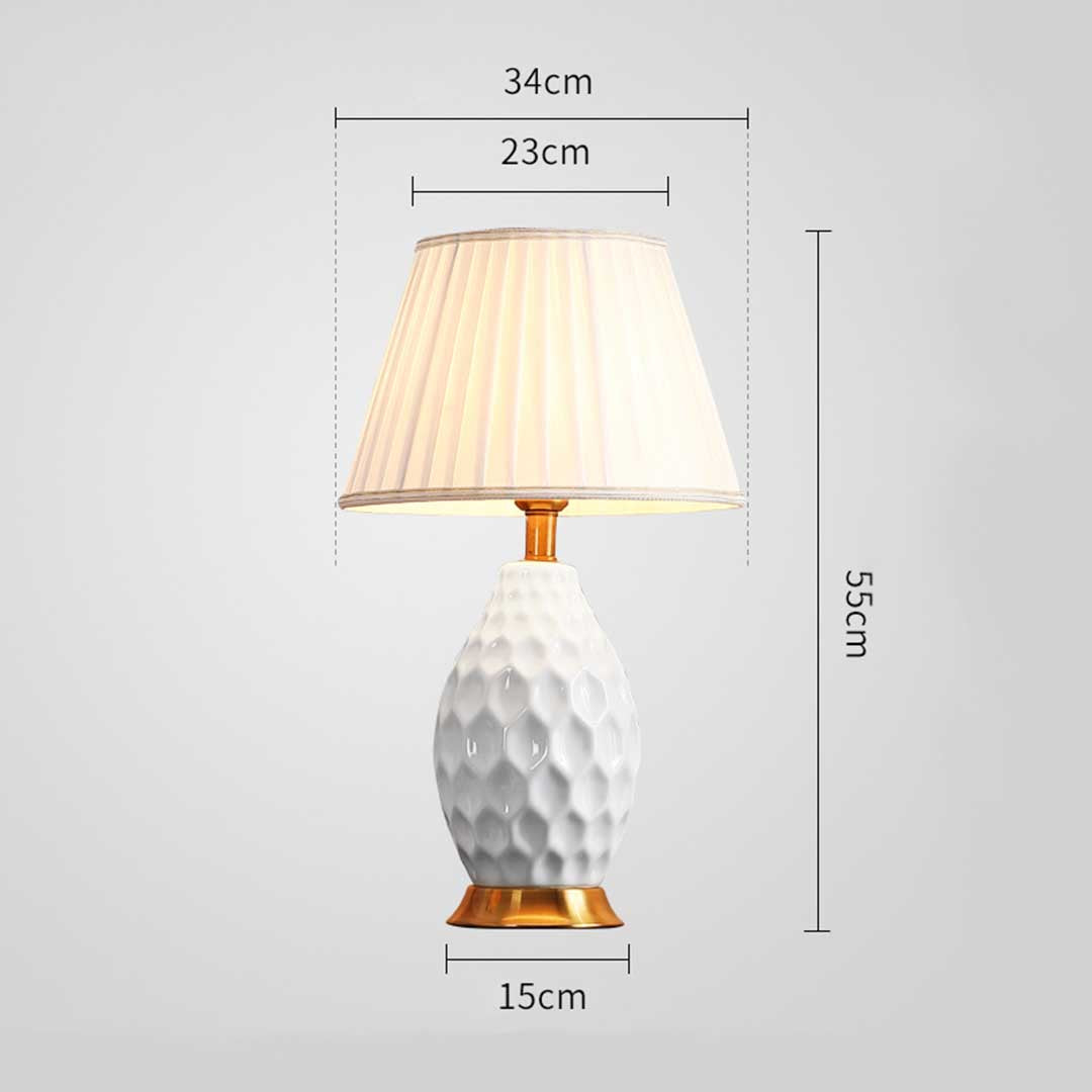 SOGA 2X Textured Ceramic Oval Table Lamp with Gold Metal Base White - Cafe Supply