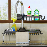 SOGA 2X Black Kitchen Sink Organiser Faucet Soap Sponge Caddy Rack Drainer with Towel Bar Holder - Cafe Supply