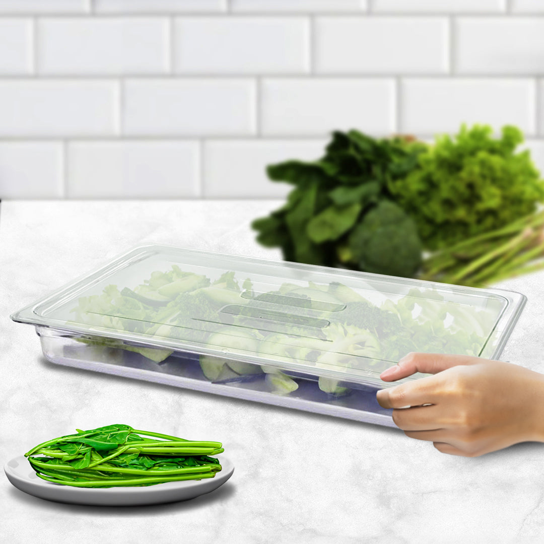 SOGA 65mm Clear Gastronorm GN Pan 1/2 Food Tray Storage Bundle of 2 with Lid - Cafe Supply
