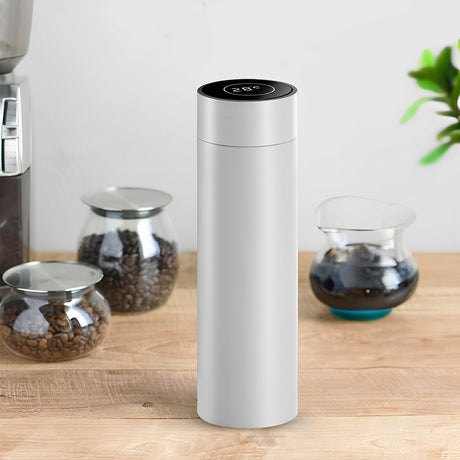 SOGA 2X 500ML Stainless Steel Smart LCD Thermometer Display Bottle Vacuum Flask Thermos White - Cafe Supply