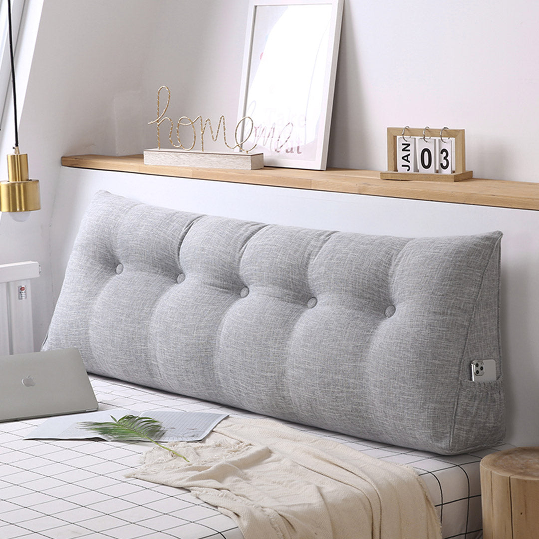 SOGA 2X 180cm Silver Triangular Wedge Bed Pillow Headboard Backrest Bedside Tatami Cushion Home Decor - Cafe Supply