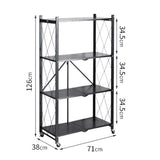 SOGA 4 Tier Steel Black Foldable Kitchen Cart Multi-Functional Shelves Portable Storage Organizer with Wheels - Cafe Supply