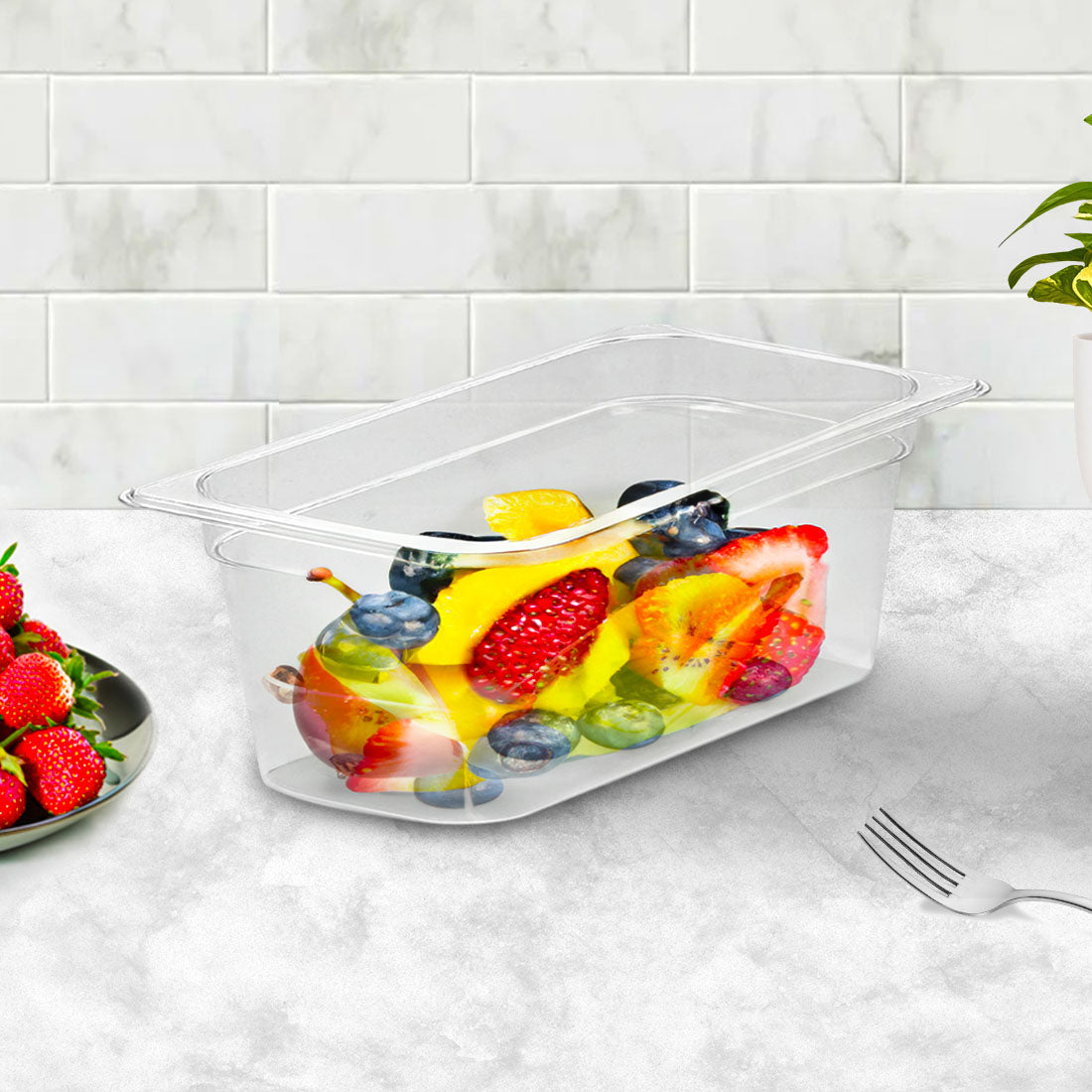 SOGA 100mm Clear Gastronorm GN Pan 1/3 Food Tray Storage Bundle of 6 - Cafe Supply