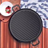 SOGA 28cm Ribbed Cast Iron Frying Pan Skillet Coating Steak Sizzle Platter - Cafe Supply