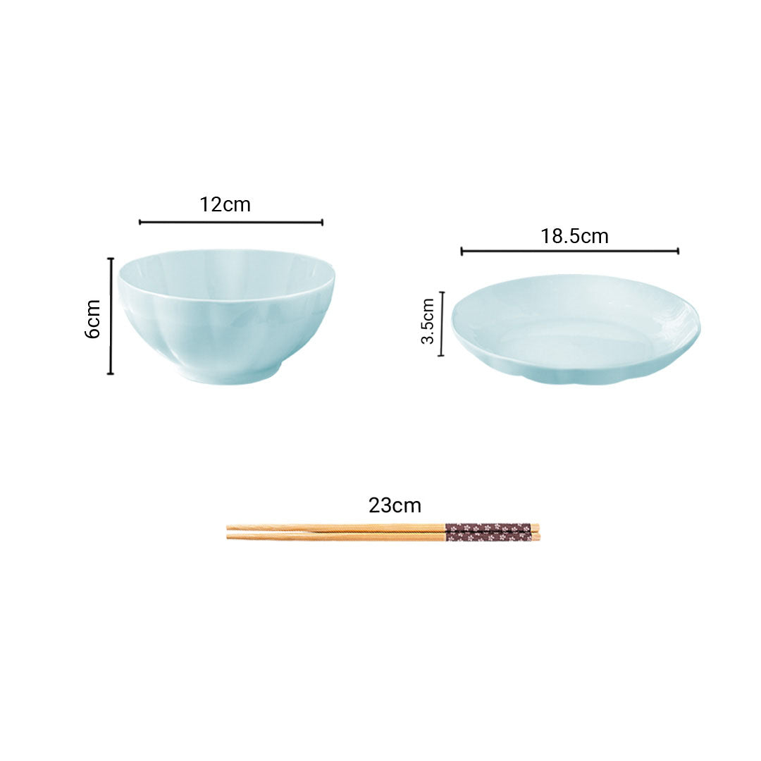 SOGA Light Blue Japanese Style Ceramic Dinnerware Crockery Soup Bowl Plate Server Kitchen Home Decor Set of 10 - Cafe Supply