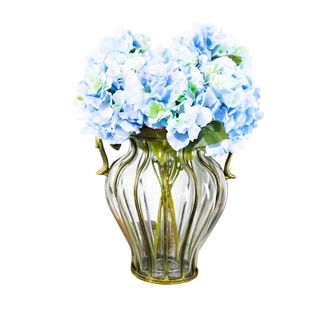 SOGA Clear European Glass Home Decor Flower Vase with Two Metal Handle - Cafe Supply