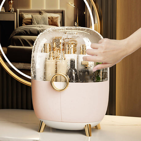 SOGA 2X Pink Transparent Countertop Makeup Organiser Cosmetic Storage Waterproof Dustproof Bathroom Skincare Holder with Lid - Cafe Supply