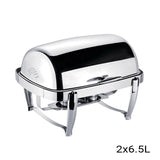 SOGA 4X 6.5L Stainless Steel Double Soup Tureen Bowl Station Roll Top Buffet Chafing Dish Catering Chafer Food Warmer Server - Cafe Supply
