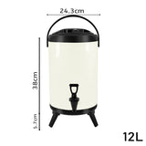 SOGA 2X 12L Stainless Steel Insulated Milk Tea Barrel Hot and Cold Beverage Dispenser Container with Faucet White - Cafe Supply