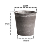 SOGA 2X 27cm Rock Grey Round Resin Plant Flower Pot in Cement Pattern Planter Cachepot for Indoor Home Office - Cafe Supply
