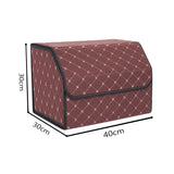 SOGA 2X Leather Car Boot Collapsible Foldable Trunk Cargo Organizer Portable Storage Box Coffee/Gold Stitch Medium - Cafe Supply