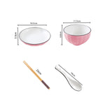 SOGA Pink Japanese Style Ceramic Dinnerware Crockery Soup Bowl Plate Server Kitchen Home Decor Set of 8 - Cafe Supply