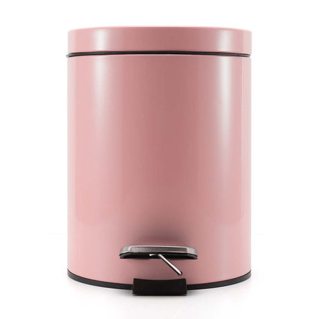 SOGA Foot Pedal Stainless Steel Rubbish Recycling Garbage Waste Trash Bin Round 12L Pink - Cafe Supply