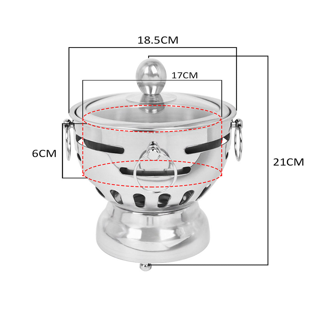SOGA Stainless Steel Mini Asian Buffet Hot Pot Single Person Shabu Alcohol Stove Burner with Glass Lid - Cafe Supply