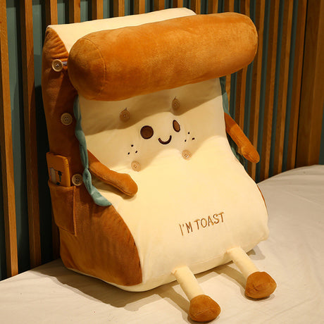SOGA 2X Smiley Face Toast Bread Wedge Cushion Stuffed Plush Cartoon Back Support Pillow Home Decor - Cafe Supply