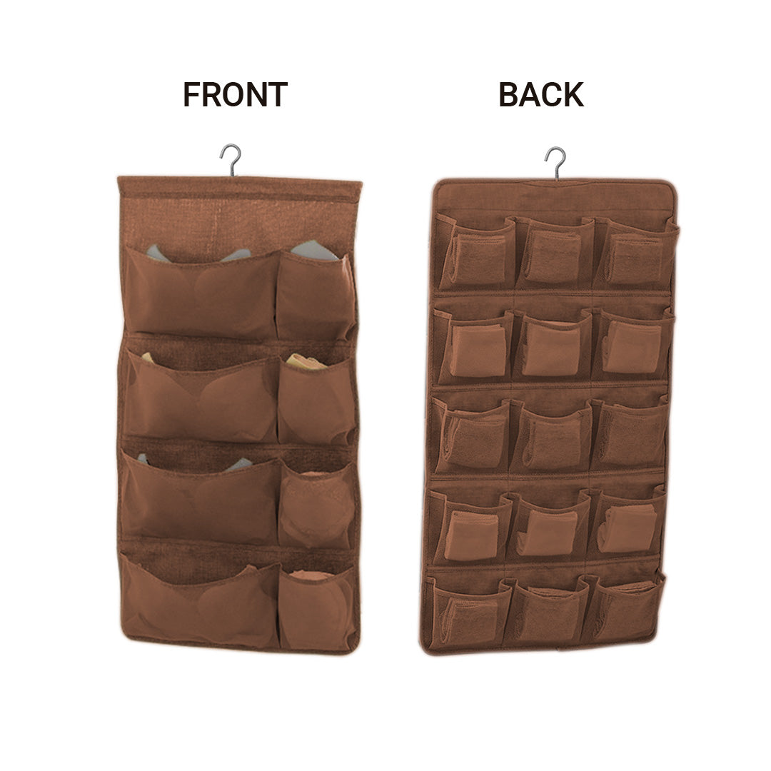 SOGA 2X Coffee Double Sided Hanging Storage Bag Underwear Bra Socks Mesh Pocket Hanger Home Organiser - Cafe Supply