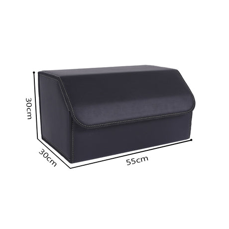 SOGA 2X Leather Car Boot Collapsible Foldable Trunk Cargo Organizer Portable Storage Box Black Large - Cafe Supply