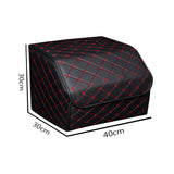 SOGA Leather Car Boot Collapsible Foldable Trunk Cargo Organizer Portable Storage Box Black/Red Stitch Medium - Cafe Supply