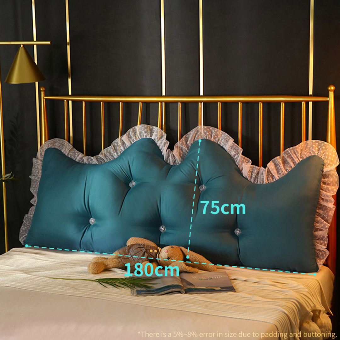 SOGA 4X 180cm Blue-Green Princess Bed Pillow Headboard Backrest Bedside Tatami Sofa Cushion with Ruffle Lace Home Decor - Cafe Supply