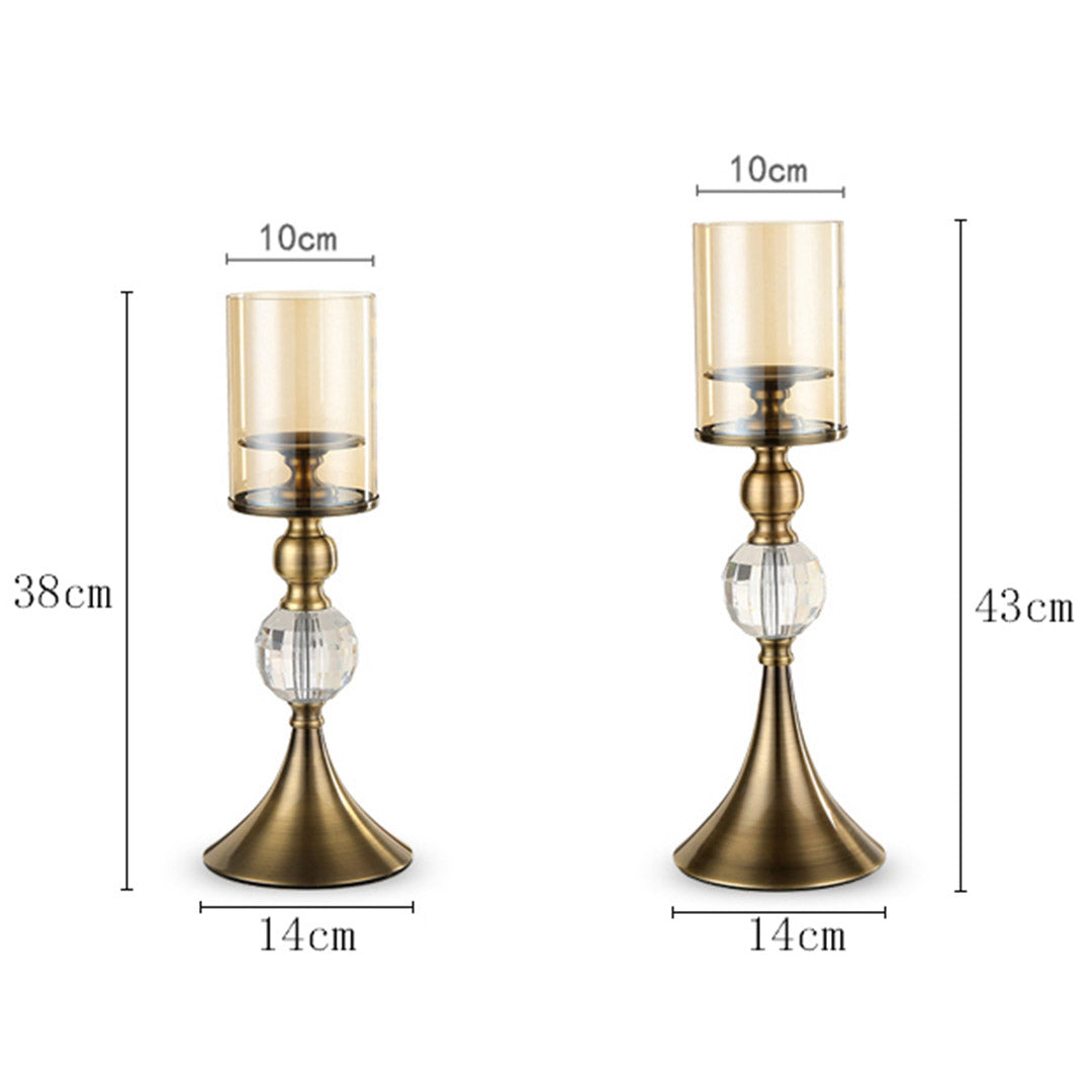 SOGA 43cm 38cm Glass Candle Holder Candle Stand Glass/Metal - Cafe Supply