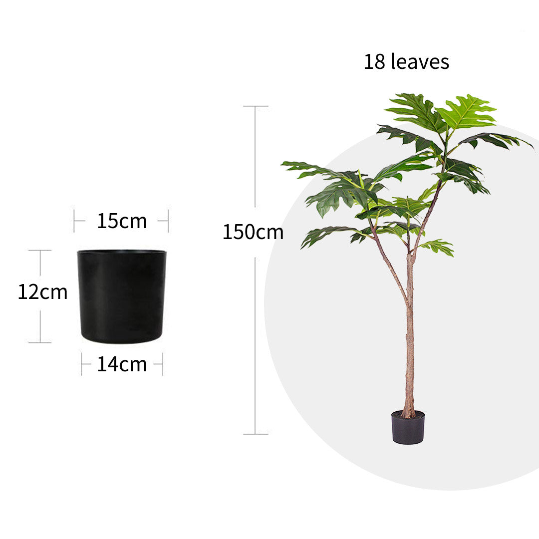 SOGA 150cm Artificial Natural Green Split-Leaf Philodendron Tree Fake Tropical Indoor Plant Home Office Decor - Cafe Supply