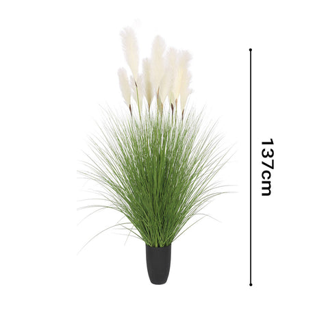 SOGA 2X 137cm Green Artificial Indoor Potted Bulrush Grass Tree Fake Plant Simulation Decorative - Cafe Supply