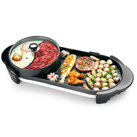 SOGA 2X 2  in 1 Electric Non-Stick BBQ Teppanyaki Grill Plate Steamboat Hotpot 2-8 Person - Cafe Supply
