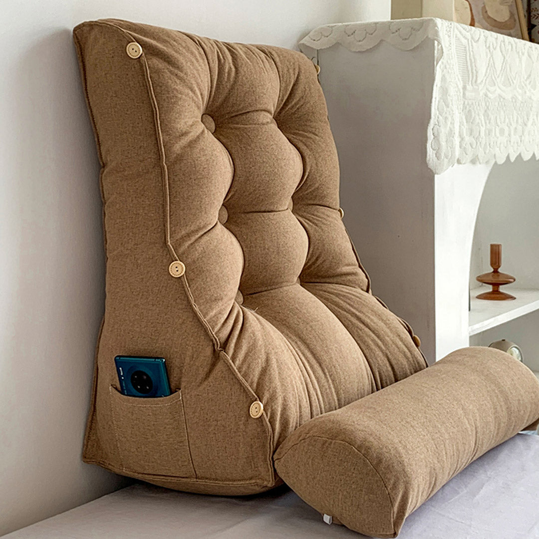 SOGA 2X 60cm Khaki Triangular Wedge Lumbar Pillow Headboard Backrest Sofa Bed Cushion Home Decor - Cafe Supply