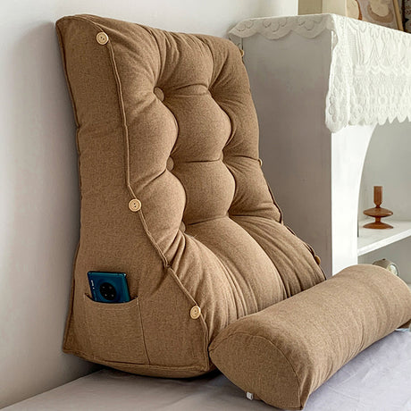 SOGA 2X 60cm Khaki Triangular Wedge Lumbar Pillow Headboard Backrest Sofa Bed Cushion Home Decor - Cafe Supply