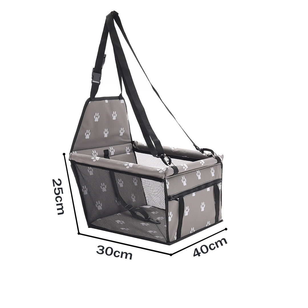 SOGA 2X Waterproof Pet Booster Car Seat Breathable Mesh Safety Travel Portable Dog Carrier Bag Grey - Cafe Supply