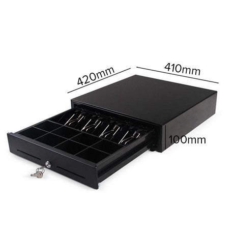 SOGA 2X Black Heavy Duty Cash Drawer Electronic 4 Bills 8 Coins Cheque Slot Tray Pos 410 - Cafe Supply