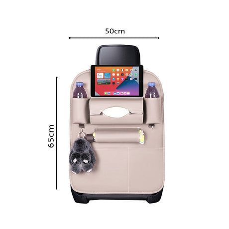 SOGA 2X Leather Car Back Seat Storage Bag Multi-Pocket Organizer Backseat and iPad Mini Holder White - Cafe Supply