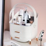 SOGA 29cm White Countertop Makeup Cosmetic Storage Organiser Skincare Holder Jewelry Storage Box with Handle - Cafe Supply