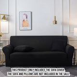 SOGA 2-Seater Black Sofa Cover Couch Protector High Stretch Lounge Slipcover Home Decor - Cafe Supply