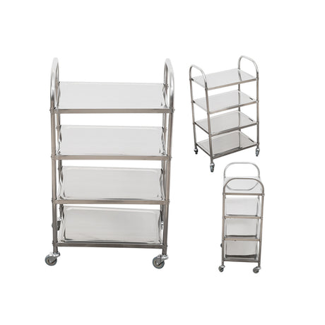 SOGA 2X 4 Tier 860x540x1170 Stainless Steel Kitchen Dining Food Cart Trolley Utility - Cafe Supply