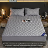SOGA 2X Grey 183cm Wide Cross-Hatch Mattress Cover Thick Quilted Stretchable Bed Spread Sheet Protector with Pillow Covers - Cafe Supply