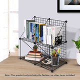 SOGA 2X Black Portable 4-Cube 2 Column Storage Organiser Foldable DIY Modular Grid Space Saving Shelf - Cafe Supply