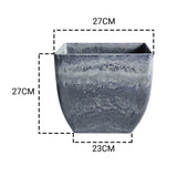 SOGA 27cm Weathered Grey Square Resin Plant Flower Pot in Cement Pattern Planter Cachepot for Indoor Home Office - Cafe Supply