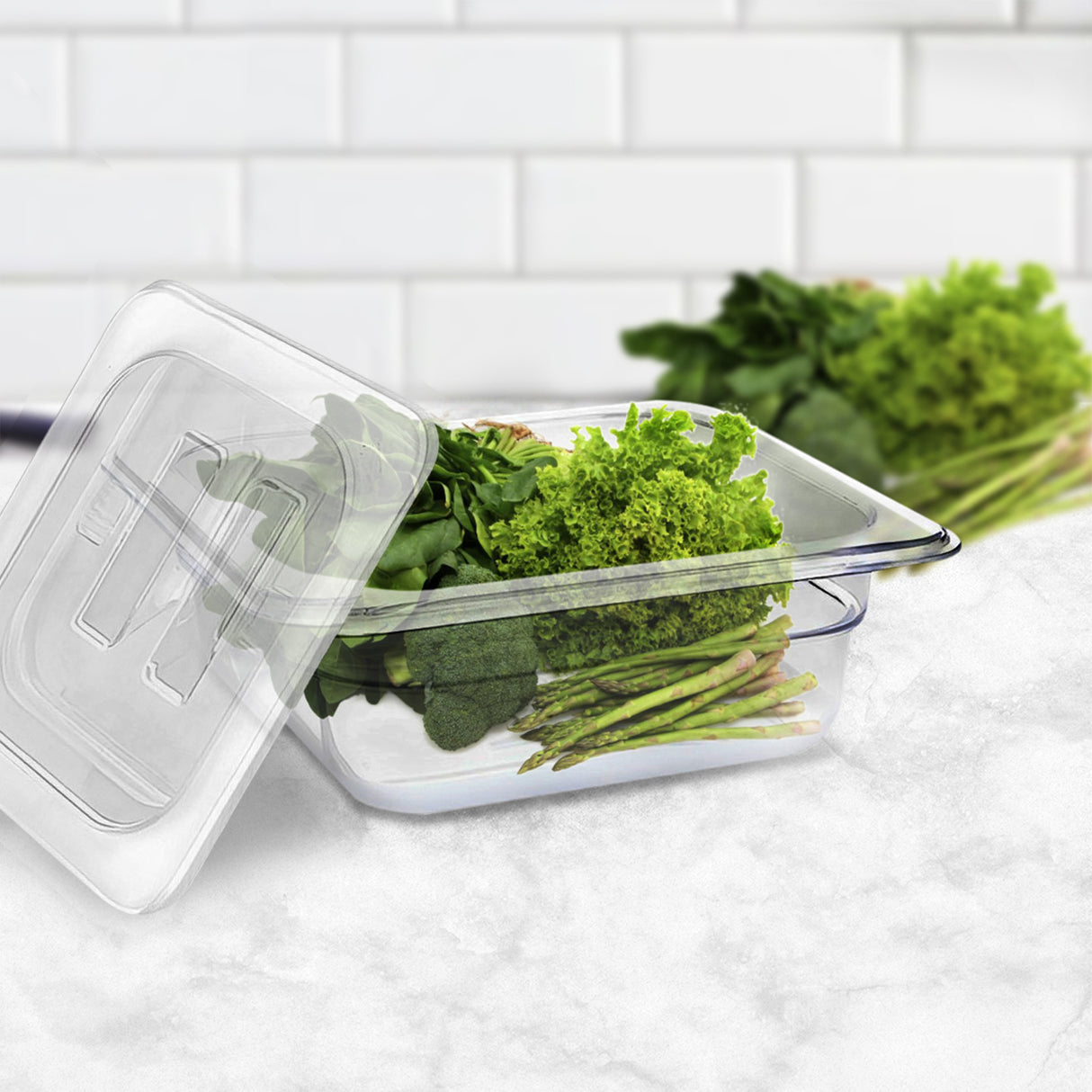 SOGA 65mm Clear Gastronorm GN Pan 1/6 Food Tray Storage Bundle of 2 with Lid - Cafe Supply