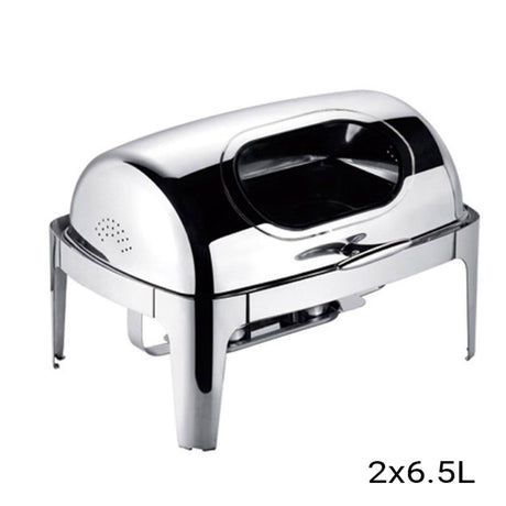 SOGA 2X 6.5L Stainless Steel Double Soup Tureen Bowl Station Roll Top Buffet Chafing Dish Catering Chafer Food Warmer Server - Cafe Supply