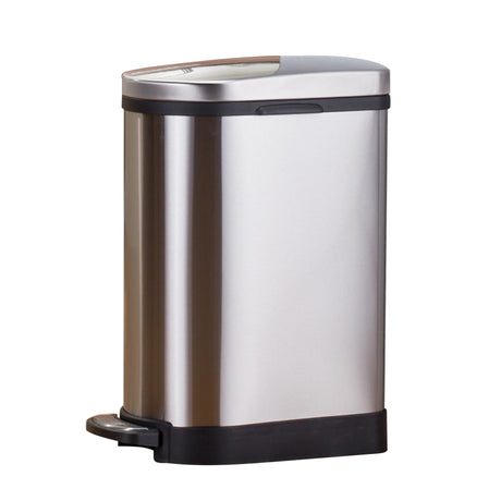 SOGA Foot Pedal Stainless Steel Rubbish Recycling Garbage Waste Trash Bin 10L U - Cafe Supply