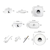 SOGA White Antler Printed Ceramic Dinnerware Set Crockery Soup Bowl Plate Server Kitchen Home Decor Set of 34 - Cafe Supply