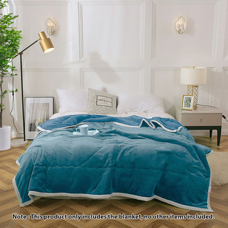 SOGA 2X Lake Blue Throw Blanket Warm Cozy Double Sided Thick Flannel Coverlet Fleece Bed Sofa Comforter - Cafe Supply