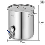 SOGA Stainless Steel Brewery Pot 33L With Beer Valve 35*35cm - Cafe Supply