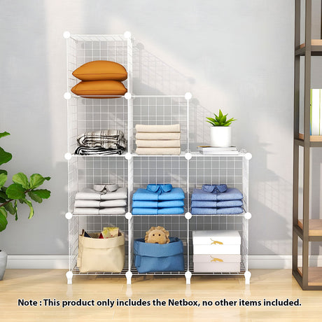 SOGA 2X White Portable 9-Cube 3 Column Storage Organiser Foldable DIY Modular Grid Space Saving Shelf 149cm - Cafe Supply