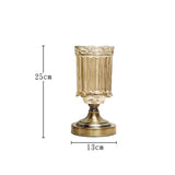 SOGA 2X 25cm Transparent Glass Flower Vase with Metal Base Filler Vase - Cafe Supply